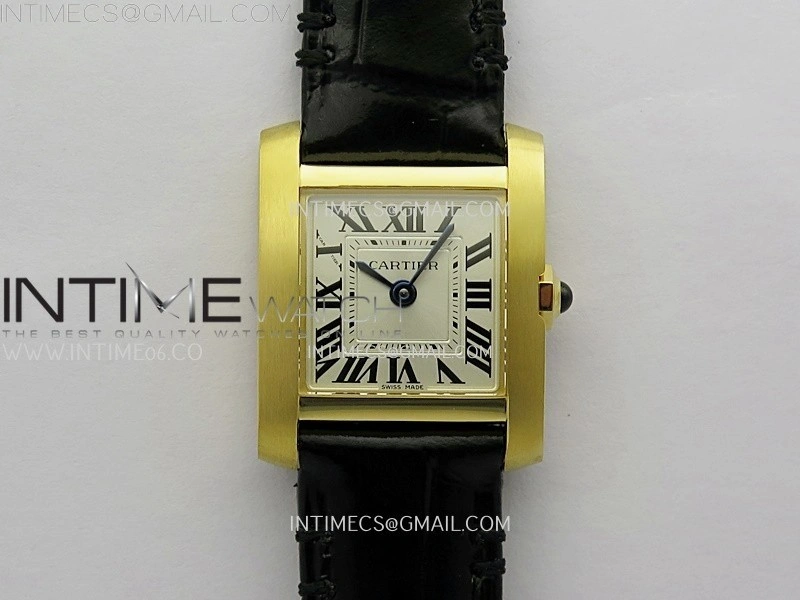Tank Francaise Ladies 21.2mm YG 8848F 1:1 Best Edition Silver Dial on Black Leather Strap Ronda Quartz V2